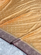 Banarasi Mashru Satin Silk Saree Tanchoi  Pattern Contrast Tusser & Wine Shades MSC04