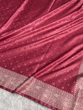 Banarasi Mashru Satin Silk Saree Tanchoi  Pattern in Strawberry Shades MSC04
