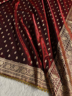 Banarasi Satin Silk Saree Booti Pattern With Ghungroo Gotta Patti Work in Maroon Shades SSGP02