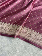 Banarasi Mashru Satin Silk Saree Tanchoi Pattern Mauve Pink Shades MSK20