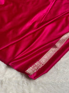 Banarasi Mashru Satin Silk Saree Booti Pattern Cross Rani Shades MSK18