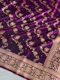 Banarasi Satin Silk Saree Cross Pattern in Wine Shades SS15