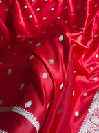 Banarasi Satin Katan Silk Saree Booti Pattern in Red Shades SK03