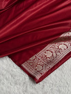 Banarasi Mashru Satin Silk Saree Booti Pattern in Maroon Shades MSK06