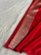 Banarasi Mashru Satin Silk Saree Minakari Boota Pattern In Red Shades MSK37