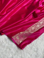 Banarasi Mashru Satin Silk Saree Booti Pattern Pink Shades MSK19