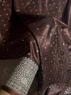 Banarasi Mashru Satin Silk Saree Tanchoi  Pattern in Brown Shades MSC04