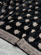 Banarasi Mashru Satin Silk Saree Boota Pattern Black Shades MSK15
