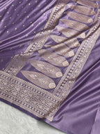Banarasi Mashru Satin Silk Saree Booti Pattern Lavender Shades MSK27