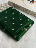 Banarasi Satin Katan Silk Saree Booti Pattern in Bottle Green Shades SK03