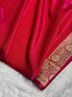 Banarasi Satin Silk Saree Cross Pattern in Rani Shades SS01