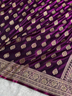 Banarasi Satin Silk Saree Booti Pattern With Swarovski Stone Work in Wine Shades BSS13