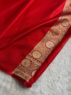Banarasi Satin Silk Saree with Swarovski Stone work Jaal Pattern in Red Shades BSS16