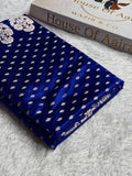 Banarasi Mashru Satin Silk Saree Booti Pattern in Royal Blue Shades MSK10