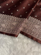Banarasi Mashru Satin Silk Saree Tanchoi  Pattern in Brown Shades MSC04