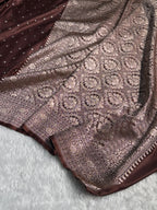 Banarasi Mashru Satin Silk Saree Tanchoi  Pattern in Brown Shades MSC04