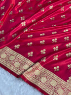 Banarasi Satin Katan Silk Saree Boota Pattern in Pinkish Red Shades SK02