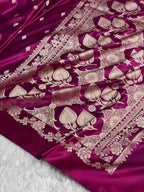 Banarasi Mashru Satin Silk Saree Booti Pattern Wine Shades MSK17