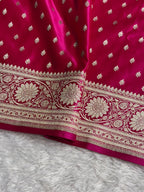 Banarasi Mashru Satin Silk Saree Booti Pattern Rani Shades MSK25