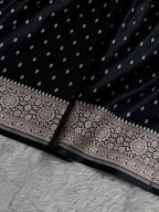 Banarasi Mashru Satin Silk Saree Booti Pattern Black Shades MSK18
