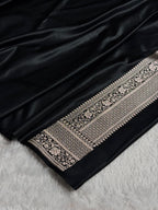Banarasi Mashru Satin Silk Saree Boota Pattern Black Shades MSK15