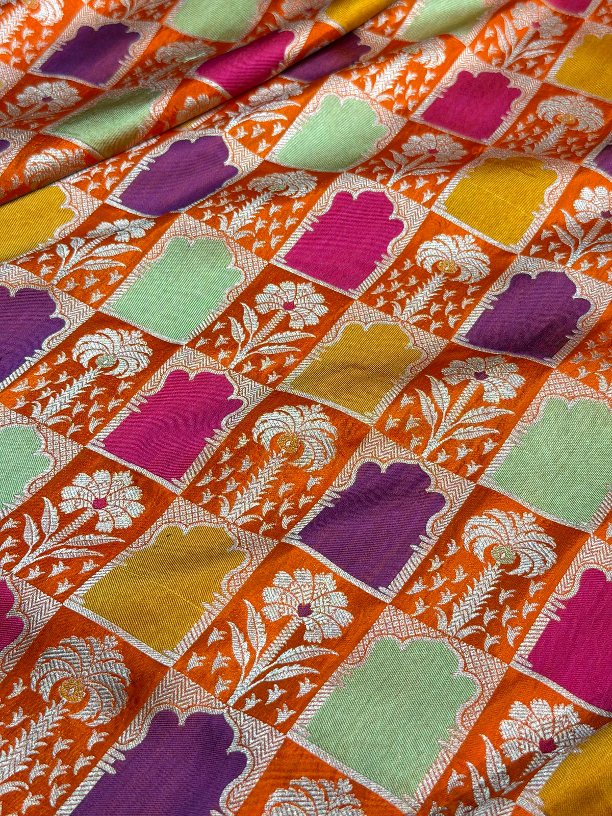 Banarasi Pure Katan Silk Saree with Minakari Rangkat Pattern in Multi Colour Shades PKM16