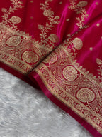 Banarasi Satin Silk Saree Cross Pattern in Rani Shades SS01