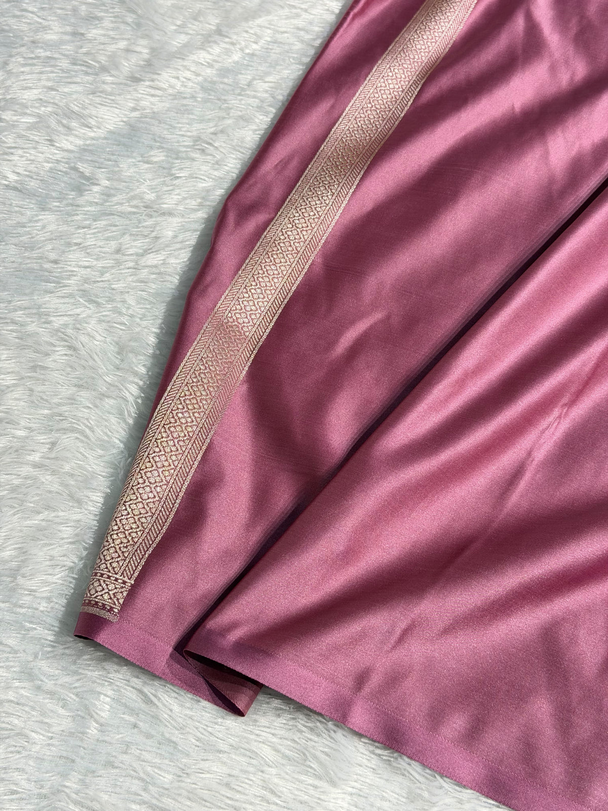 Banarasi Mashru Satin Silk Saree Tanchoi Pattern Mauve Pink Shades MSK20