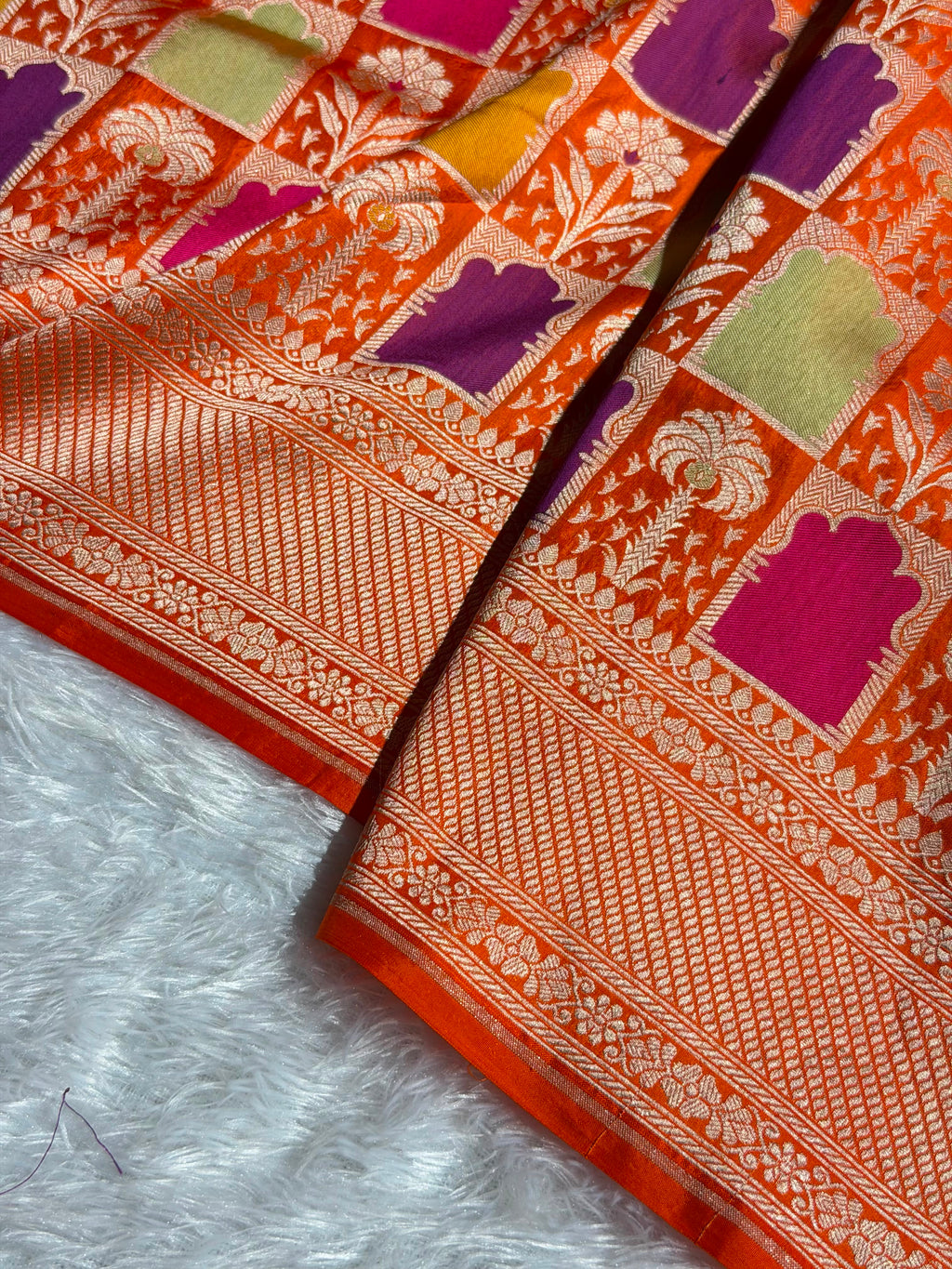 Banarasi Pure Katan Silk Saree with Minakari Rangkat Pattern in Multi Colour Shades PKM16