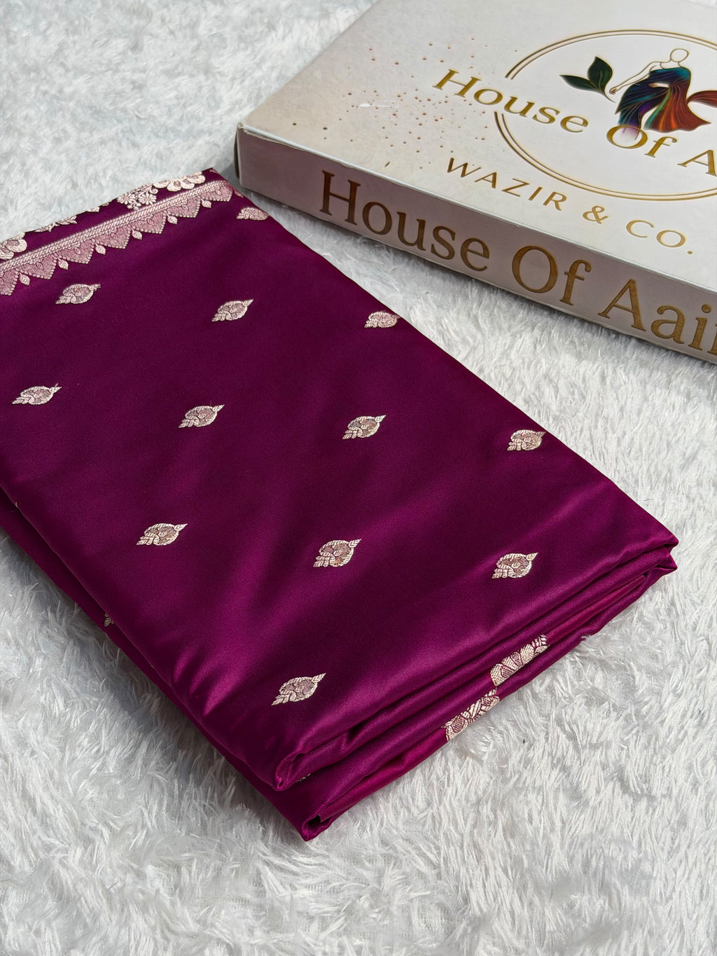 Banarasi Mashru Satin Silk Saree Booti Pattern Wine Shades MSK17