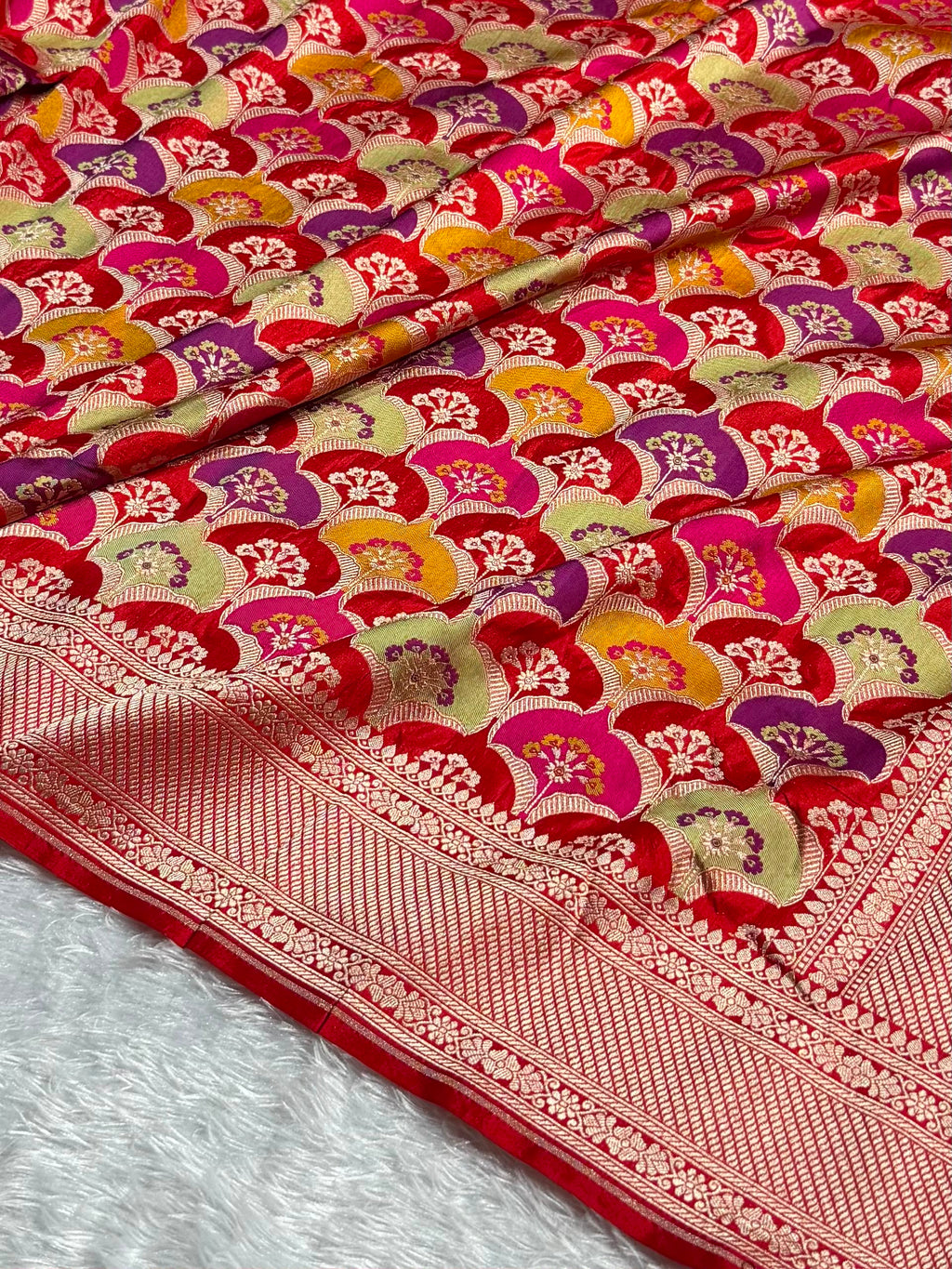 Banarasi Pure Katan Silk Saree with Minakari Rangkat Pattern in Multi Colour Shades PKM14