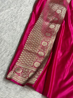 Banarasi Mashru Satin Silk Saree Booti Pattern Rani Shades MSK25