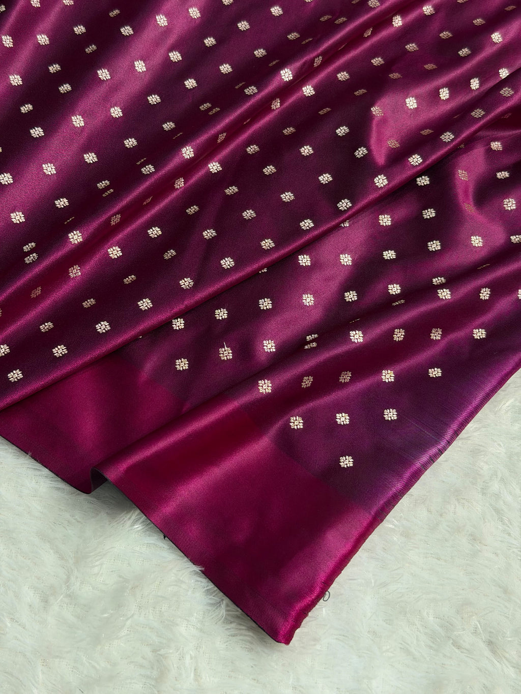 Banarasi Satin Katan Silk Saree Plain body with Minakari Pallu Pattern in Wine Shades SK17