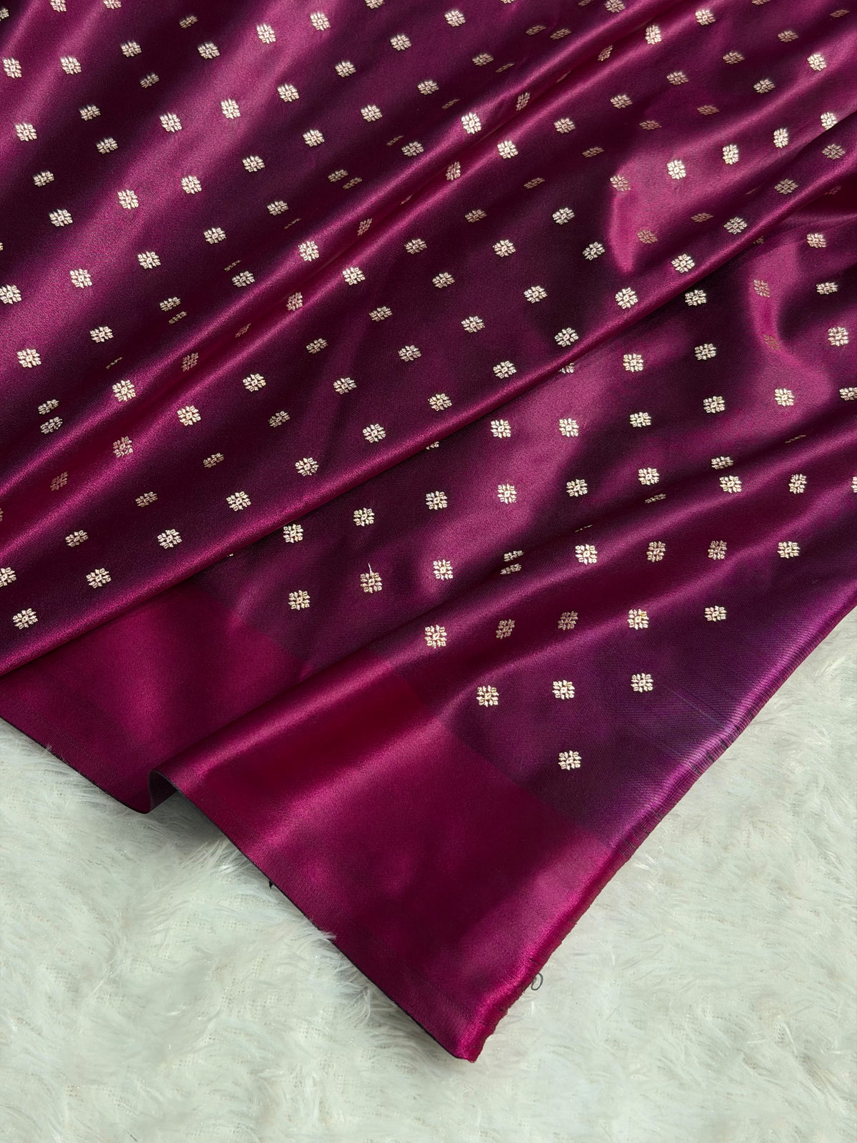 Banarasi Satin Katan Silk Saree Plain body with Minakari Pallu Pattern in Wine Shades SK17