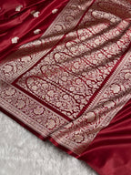 Banarasi Mashru Satin Silk Saree Booti Pattern in Maroon Shades MSK06