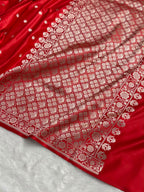 Banarasi Mashru Satin Silk Saree Booti Pattern Red Shades MSK14