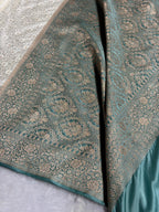 Banarasi Mashru Satin Silk Saree Tanchoi  Pattern Contrast Light Pista & Sea Green Shades MSC04
