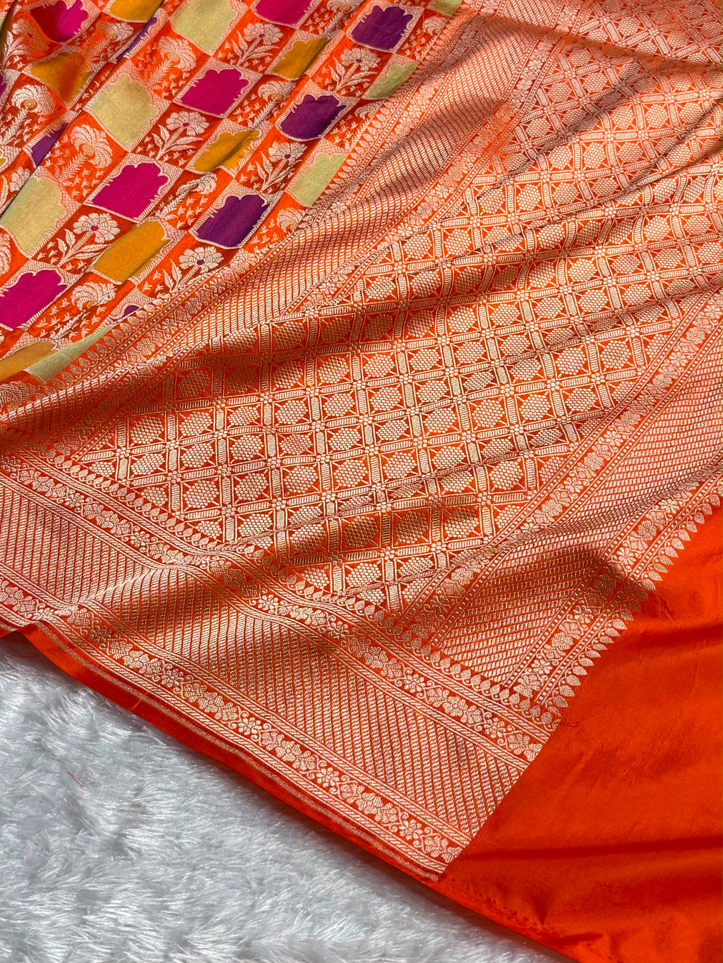 Banarasi Pure Katan Silk Saree with Minakari Rangkat Pattern in Multi Colour Shades PKM16