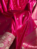 Banarasi Mashru Satin Silk Saree Booti Pattern Pink Shades MSK19