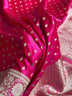 Banarasi Mashru Satin Silk Saree Booti Pattern Rani Shades MSK25