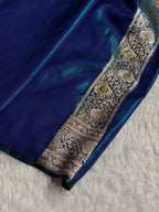 Banarasi Satin Silk Saree With Pearl Aari Work Jaal Pattern in Peacock Shades BSS12
