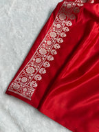 Banarasi Mashru Satin Silk Saree Booti Pattern Red Shades MSK14