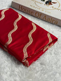 Banarasi Mashru Satin Silk Saree Cross Pattern Pinkish Red Shades MSK12