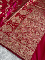 Banarasi Satin Silk Saree Cross Pattern in Rani Shades SS01