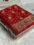 Banarasi Satin Silk Saree with Swarovski Stone work Jaal Pattern in Red Shades BSS16