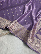 Banarasi Mashru Satin Silk Saree Booti Pattern Lavender Shades MSK27
