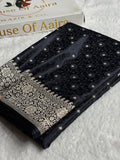 Banarasi Mashru Satin Silk Saree Tanchoi  Pattern in Black Shades MSC04