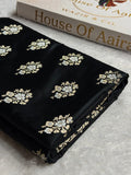 Banarasi Mashru Satin Silk Saree Minakari Boota Pattern In Black Shades MSK38
