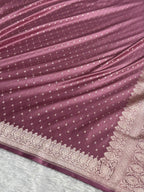 Banarasi Mashru Satin Silk Saree Tanchoi Pattern Mauve Pink Shades MSK20