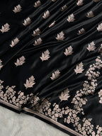 Banarasi Mashru Satin Silk Saree Boota Pattern Black Shades MSK24